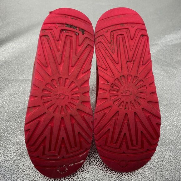 UGG Classic Clear Mini Samba Red Boots Size 8 - Picture 8 of 13